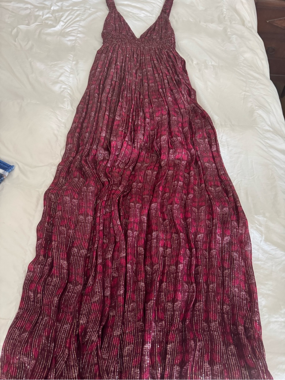 Calypso St. Barth Fuchsia and Burgundy Patterned Maxi Skirt